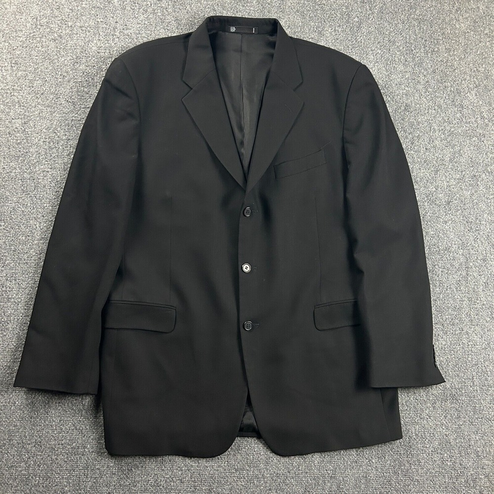Emanuel Ungaro Blazer Mens 44L Black Jacket 3 Buttons 100% Wool Adults‎